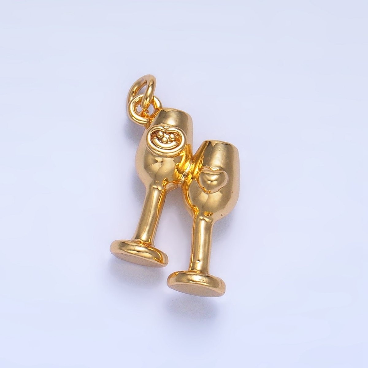24K Gold Filled Smiley Face Heart Wine Cup Charm | W102