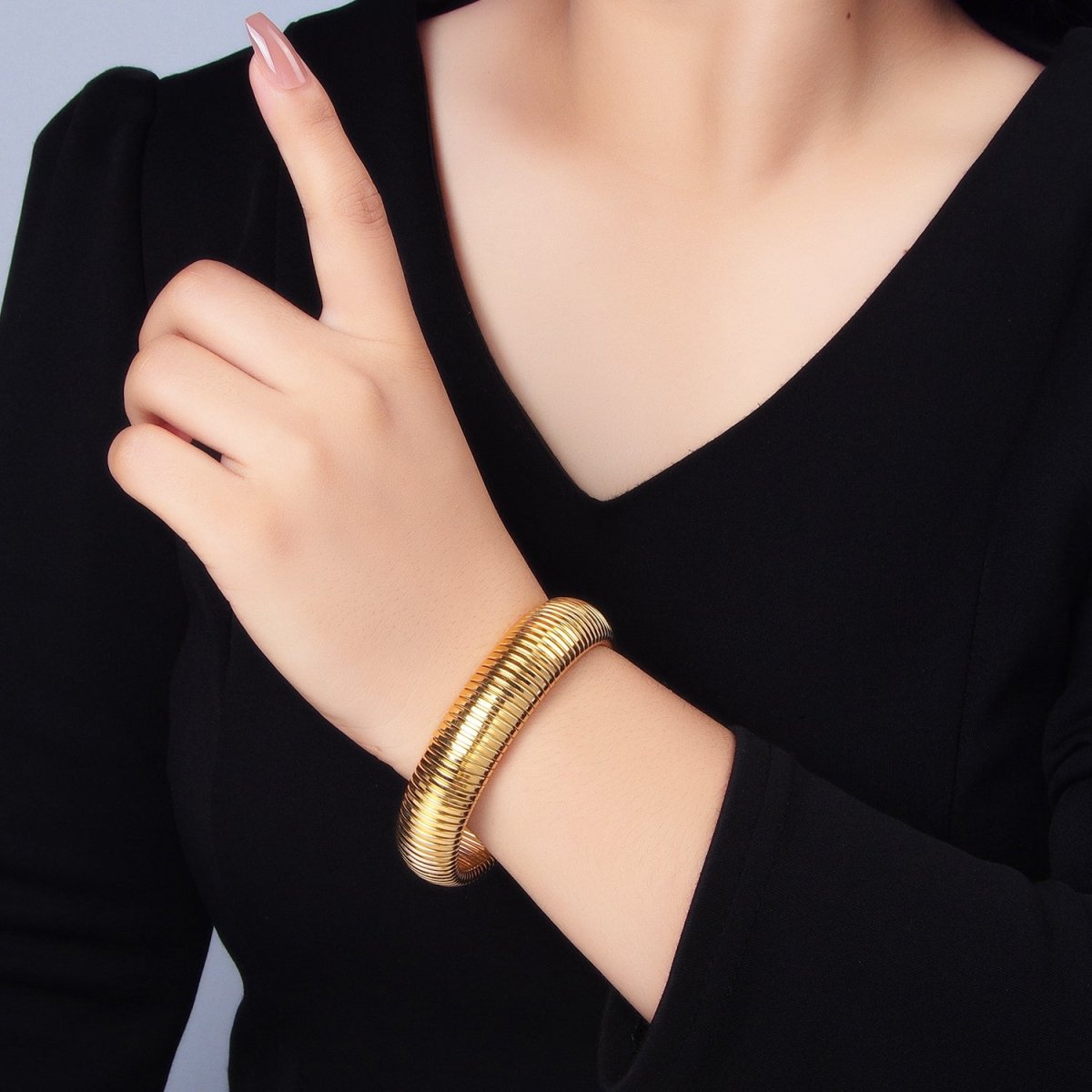 Stainless Steel Adjustable Stretch Snake Bangle Bracelet | WA-2589