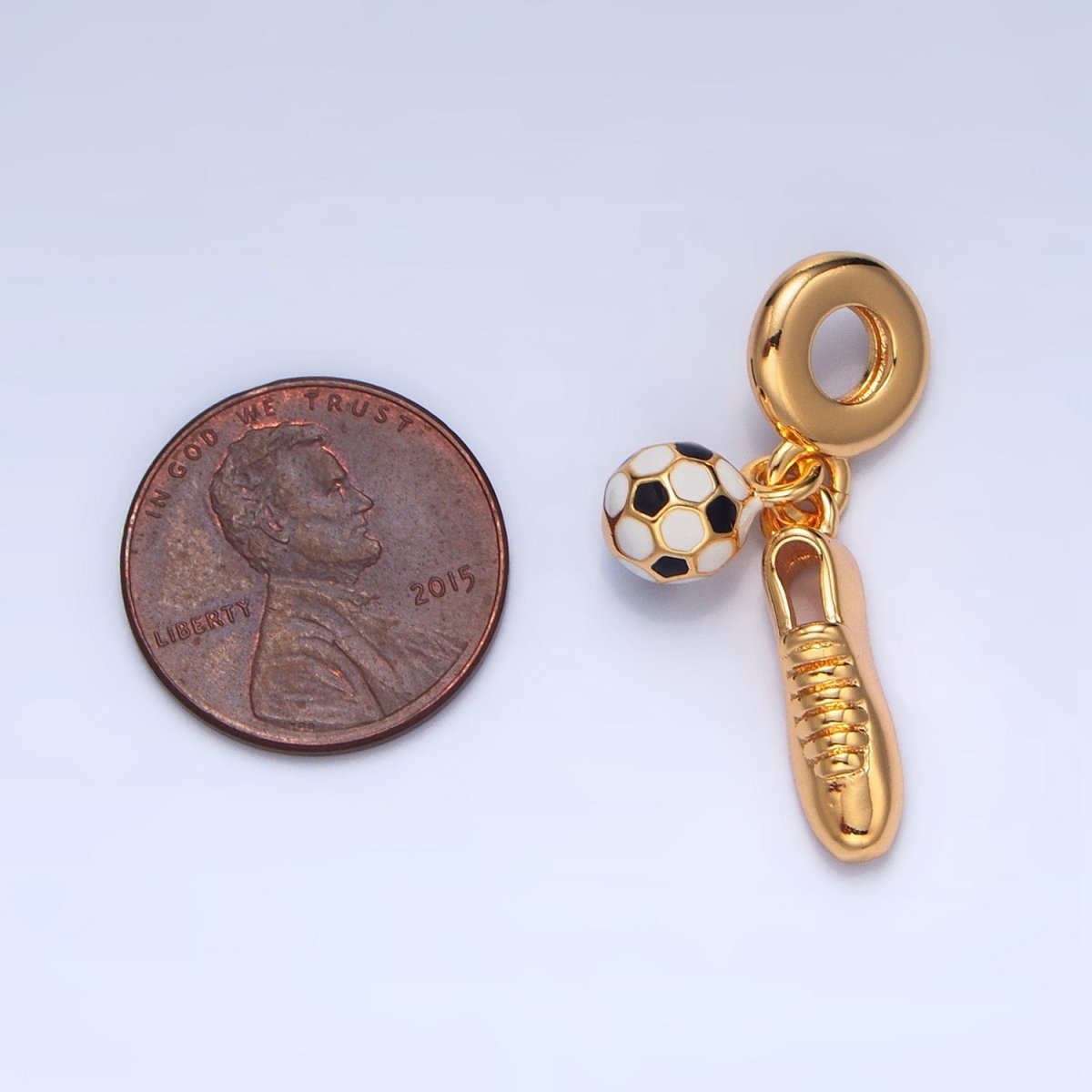 24K Gold Filled Soccer Football Shoes Ball Sports Equipment Rhondelle Drop Pendant | X783