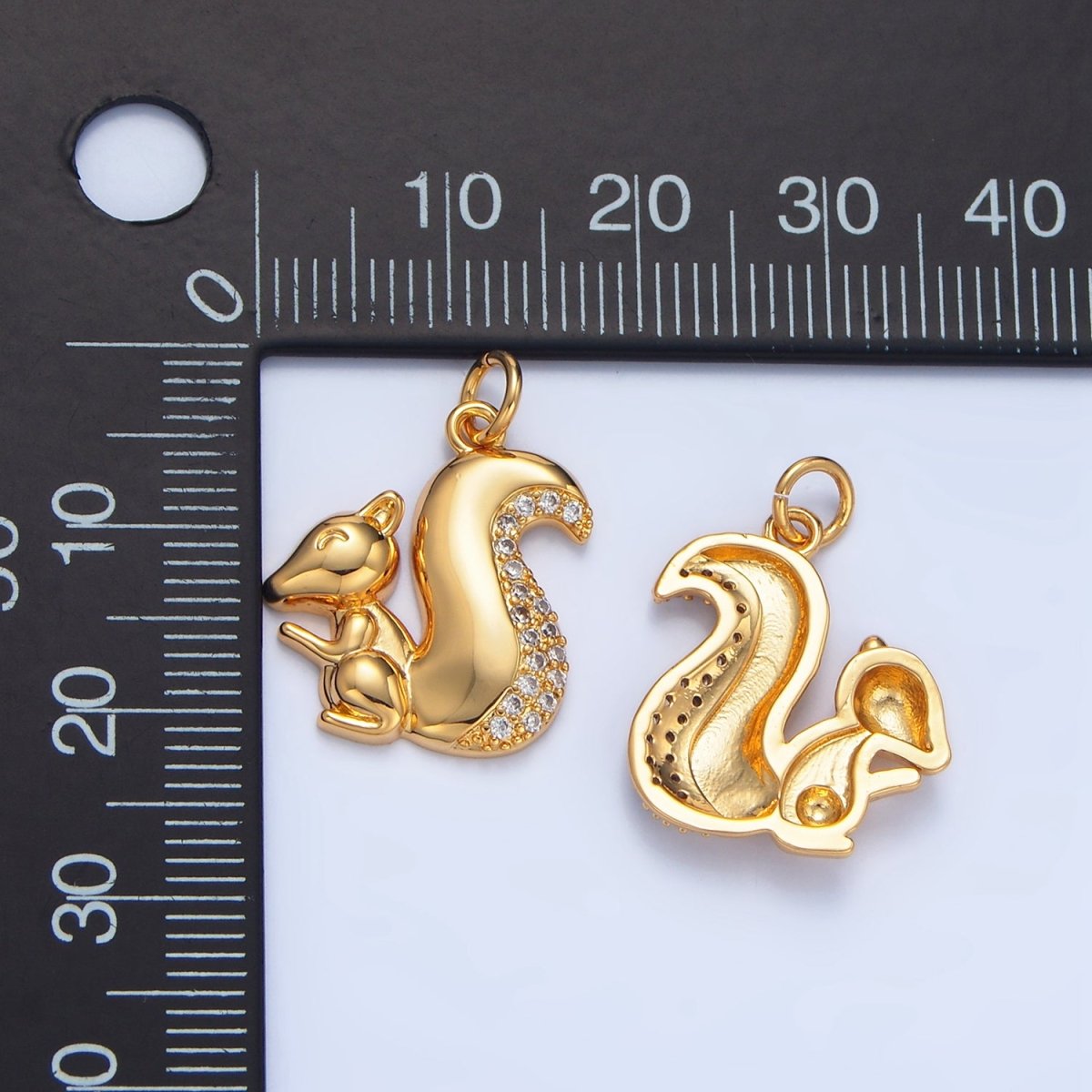 24K Gold Filled Squirrel Micro Paved CZ Animal Charm | X840