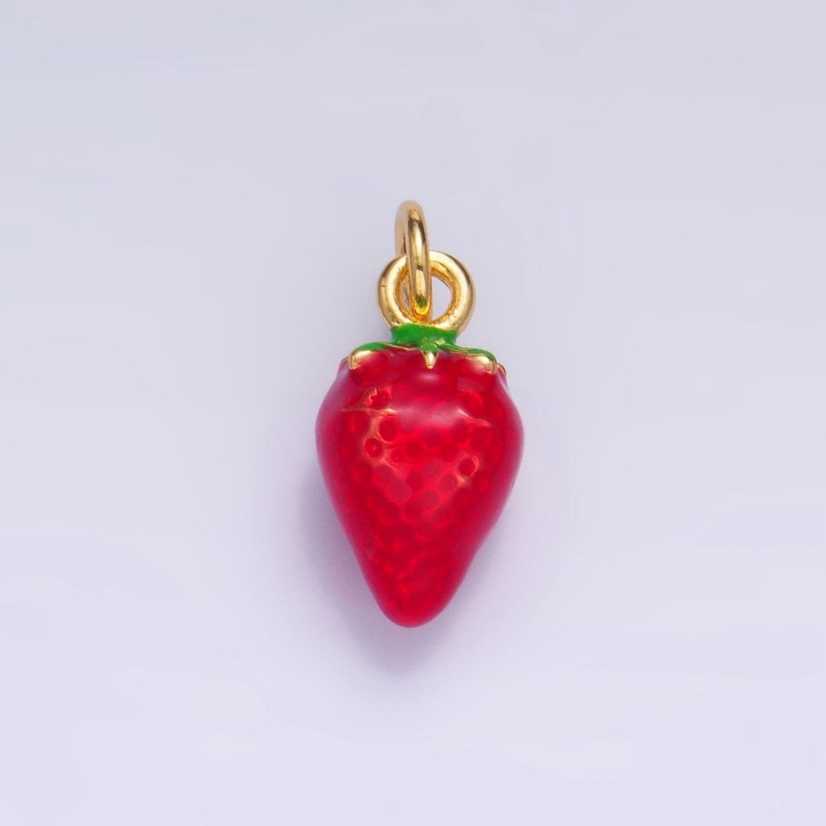 24K Gold Filled Strawberry Fruit Enamel Charm | W005