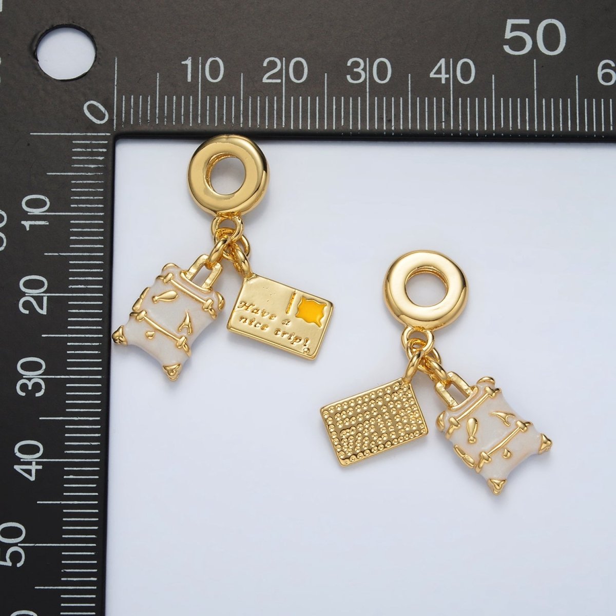 24K Gold Filled Suitcase Postcard Double Travel Drop Rhondelle Bail Pendant | AC091