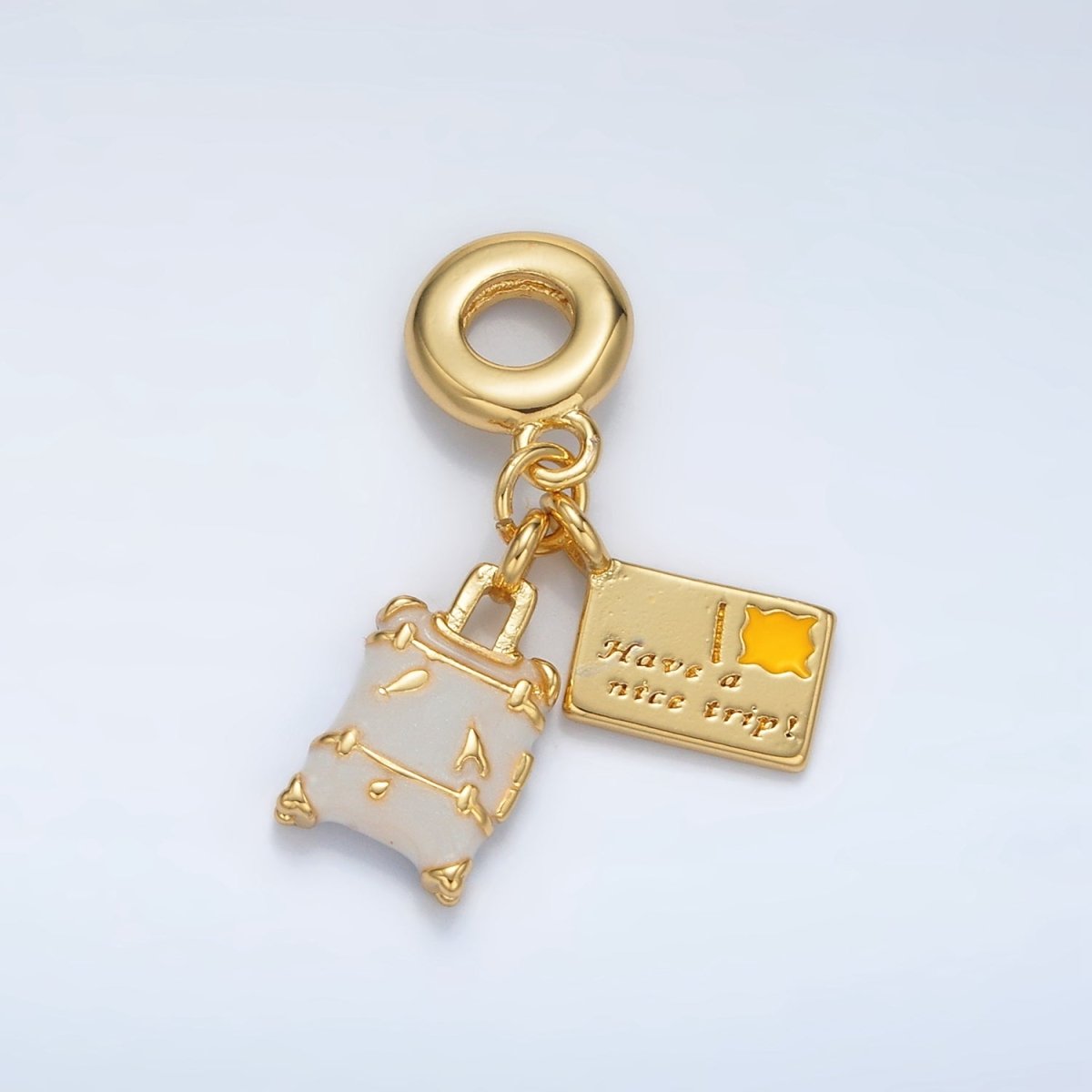 24K Gold Filled Suitcase Postcard Double Travel Drop Rhondelle Bail Pendant | AC091