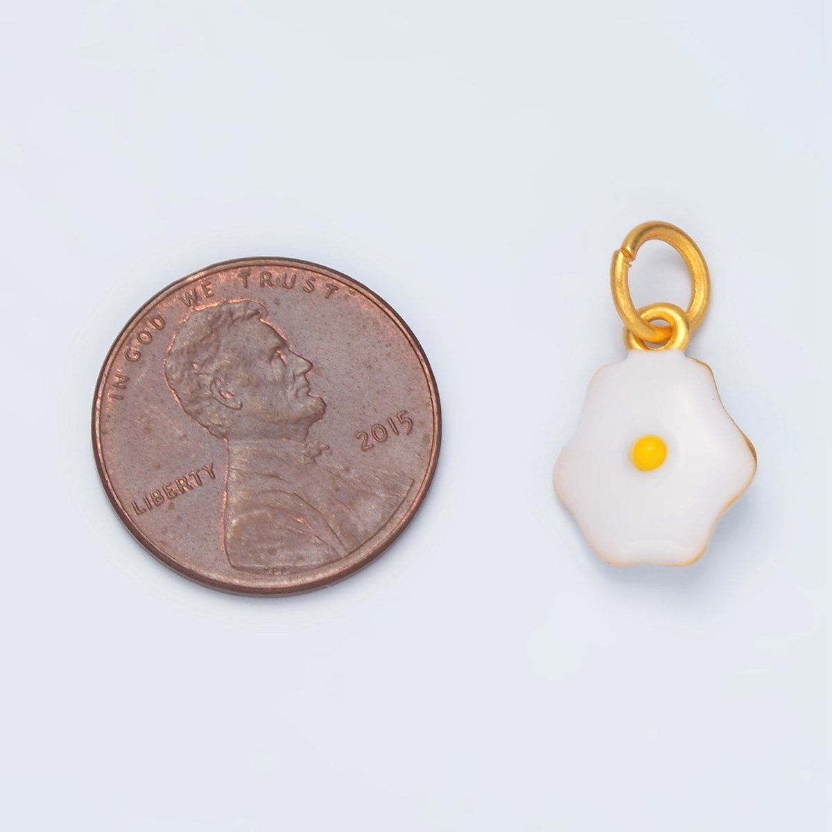 24K Gold Filled Sunny-Side Up Fried Egg Enamel Food Charm | AG924