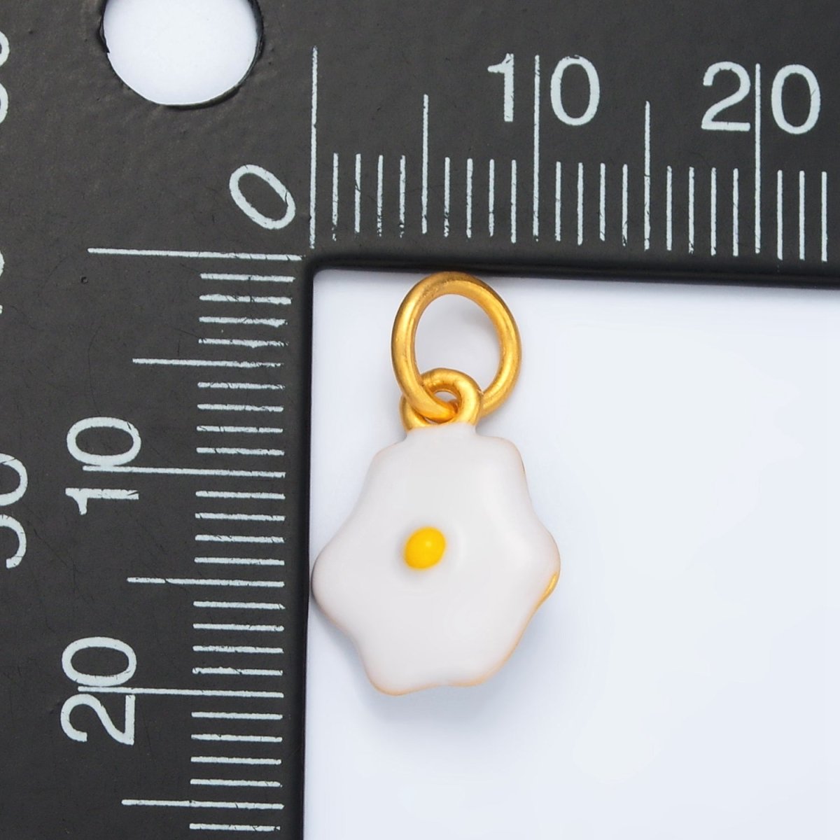 24K Gold Filled Sunny-Side Up Fried Egg Enamel Food Charm | AG924