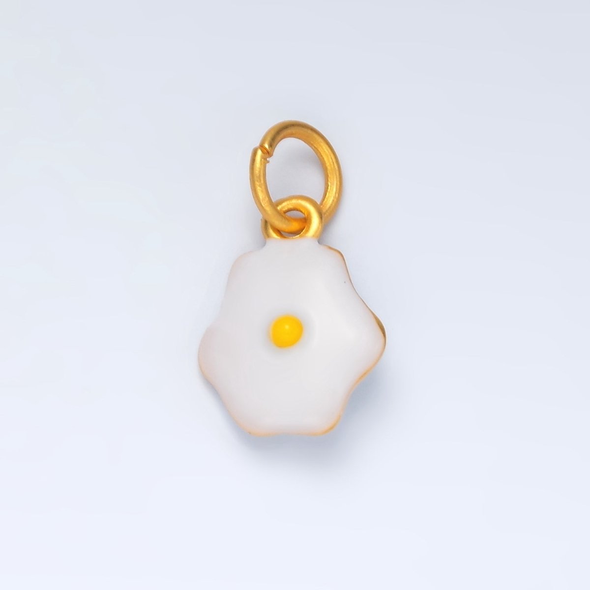 24K Gold Filled Sunny-Side Up Fried Egg Enamel Food Charm | AG924