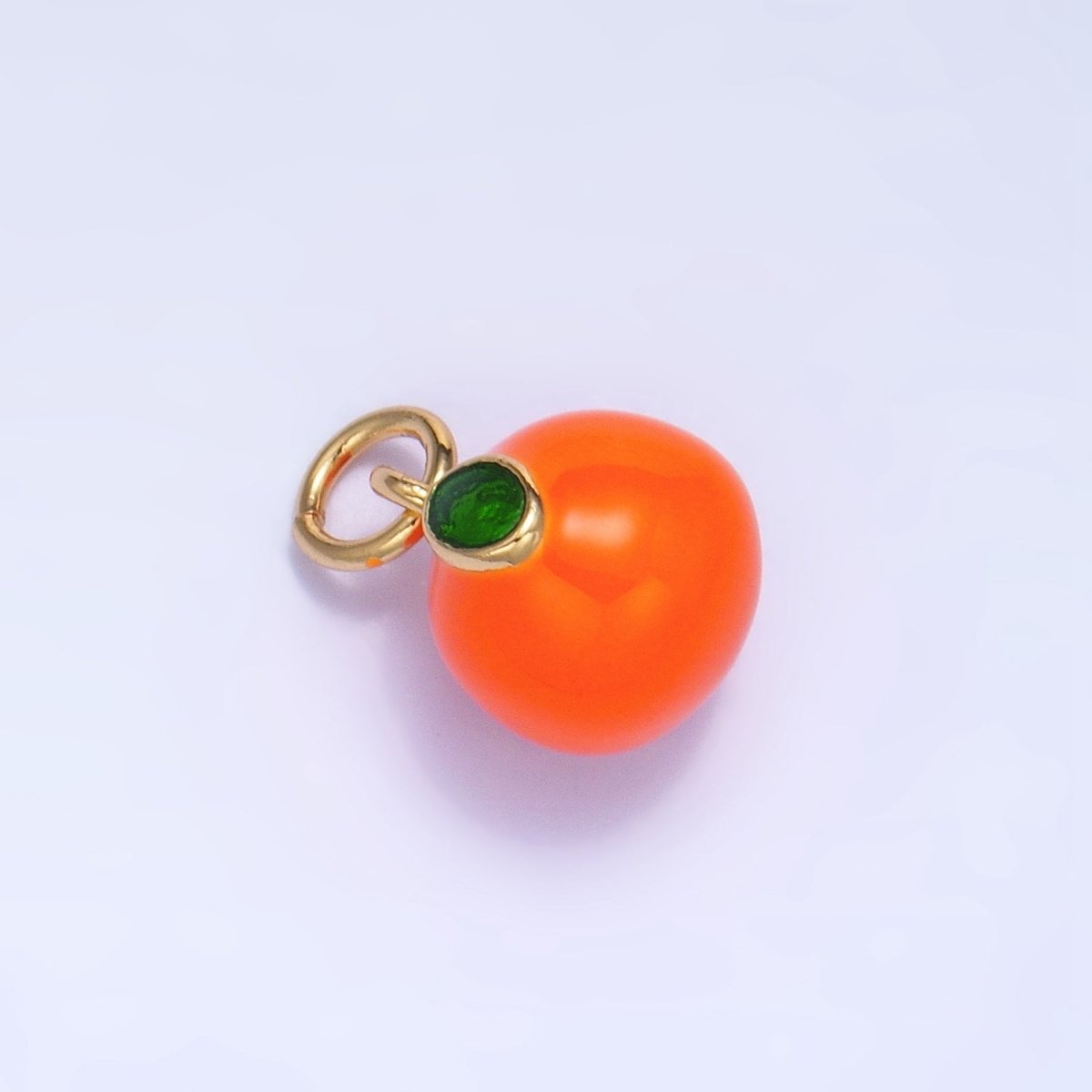 24K Gold Filled Tangerine Orange Fruit Enamel Mini Multidimensional Charm | W056