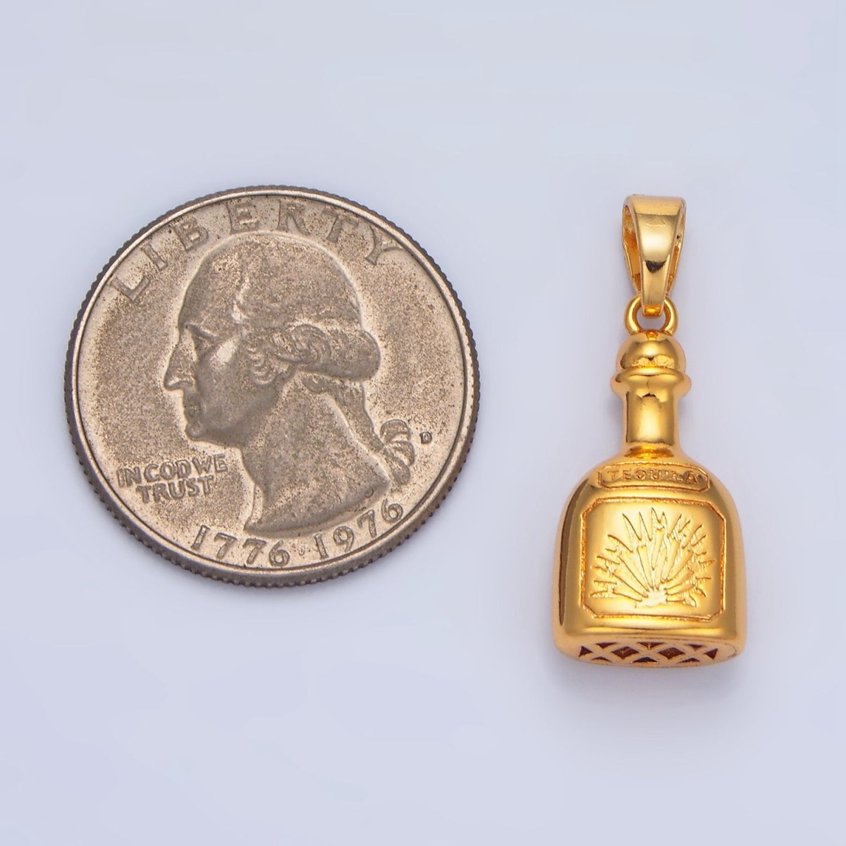 24K Gold Filled Tequila Bottle Drink Pendant in Gold & Silver | I858