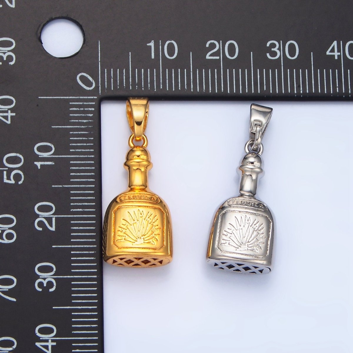 24K Gold Filled Tequila Bottle Drink Pendant in Gold & Silver | I858