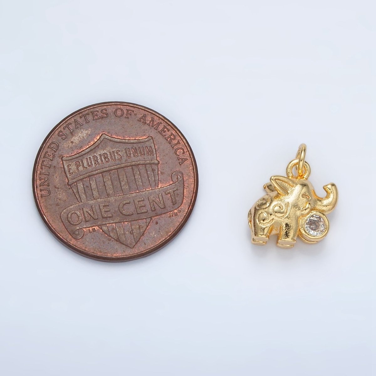 24K Gold Filled Textured CZ Elephant Charm | AC-108