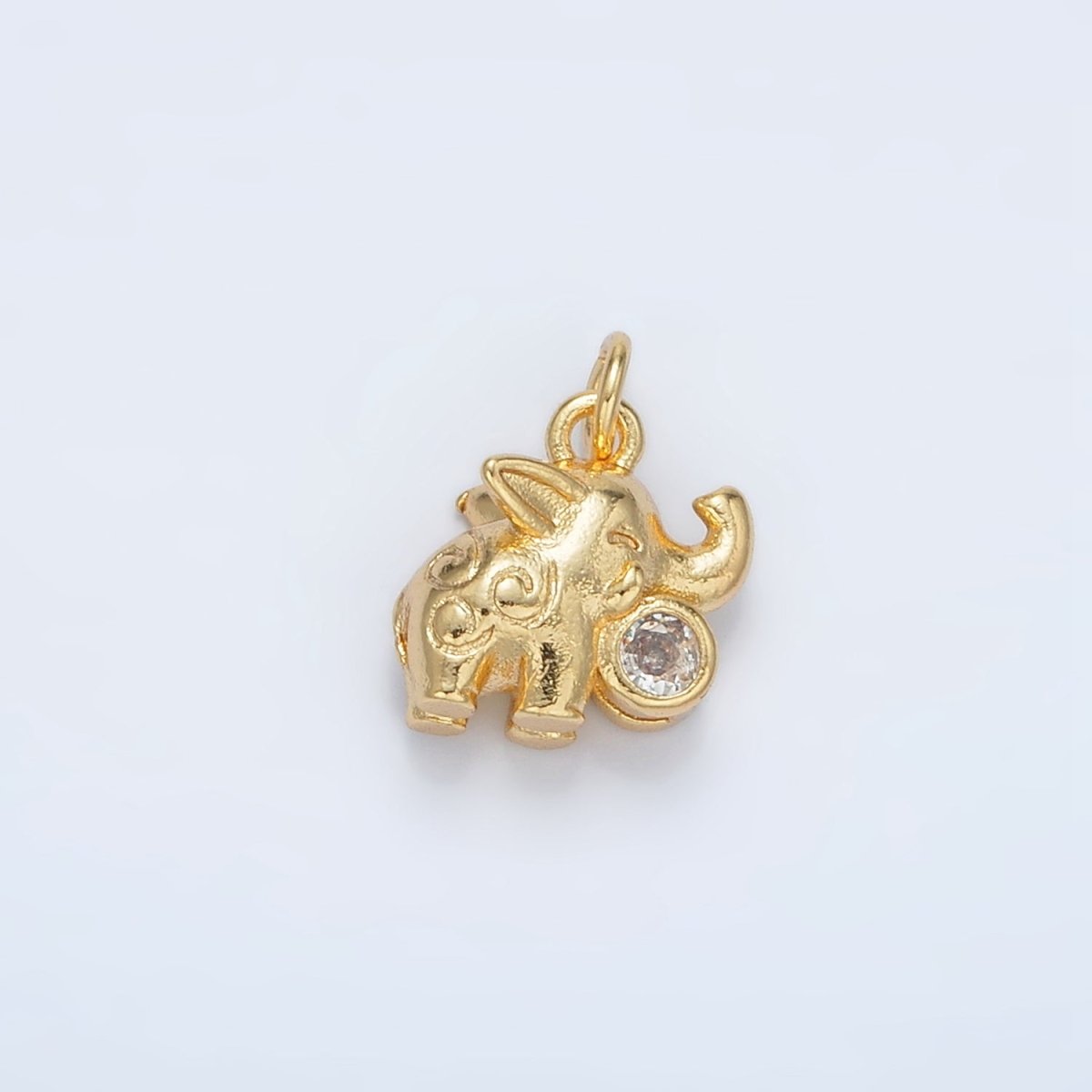 24K Gold Filled Textured CZ Elephant Charm | AC-108