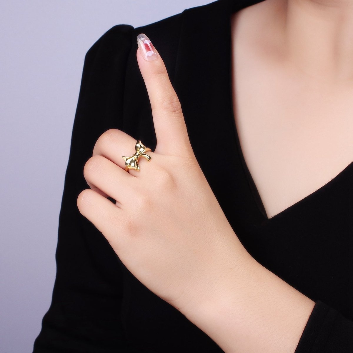 24K Gold Filled Tied Ribbon Bow Minimalist Ring in Gold & Silver | R210 O1383