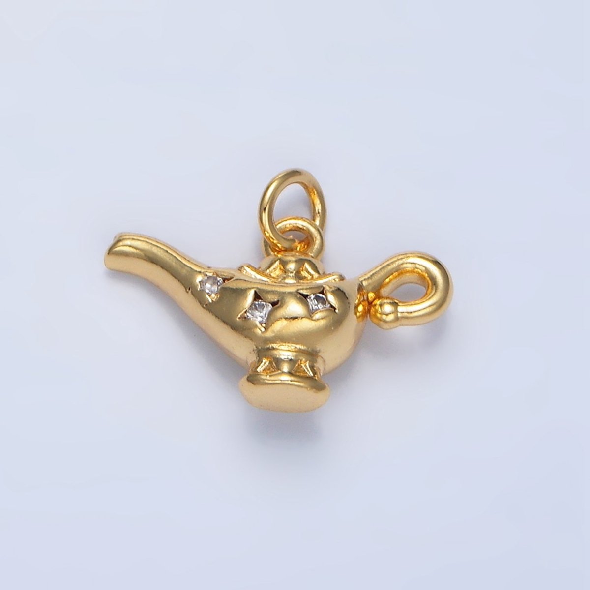24K Gold Filled Triple CZ Celestial Star Genie Lamp Multidimensional Charm | X893