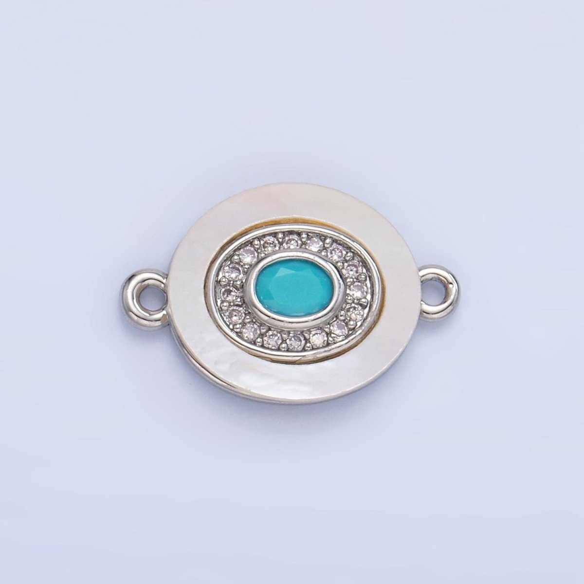 24K Gold Filled Turquoise, Green, Red CZ Shell Pearl Oval Connector | F823 F825 F831