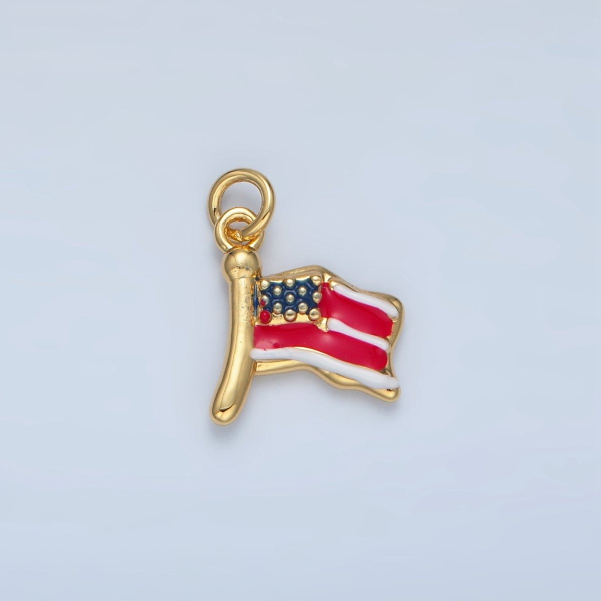 24K Gold Filled United States of America USA Flag Charm in Gold & Silver | N770