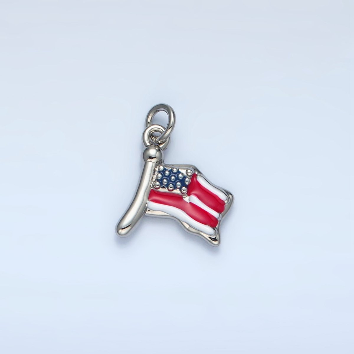 24K Gold Filled United States of America USA Flag Charm in Gold & Silver | N770