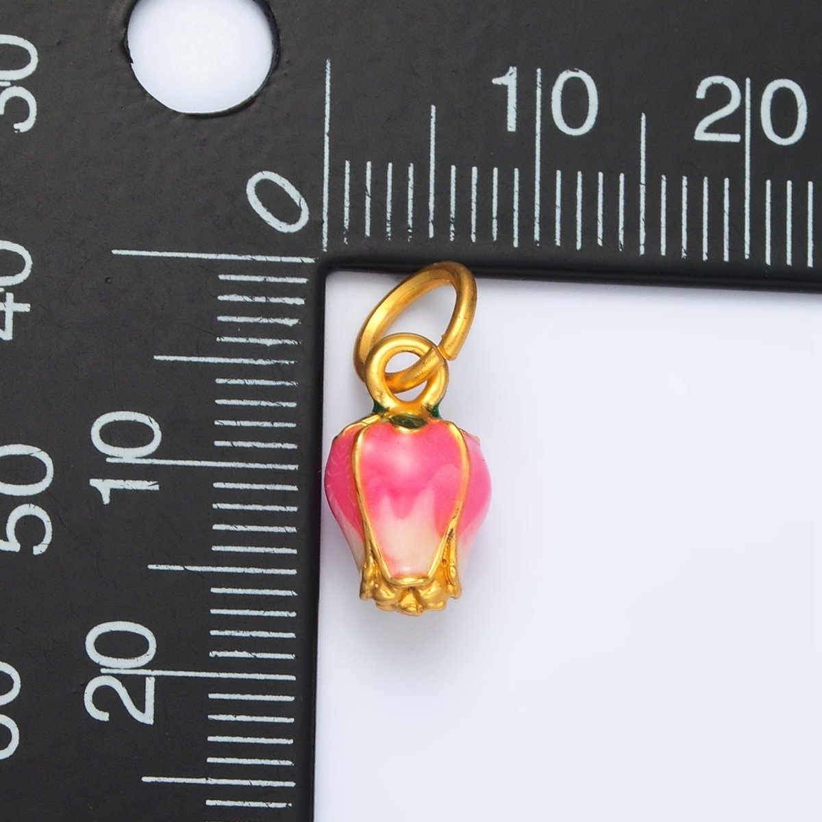24K Gold Filled Mini Tulip Flower Enamel Charm | M154