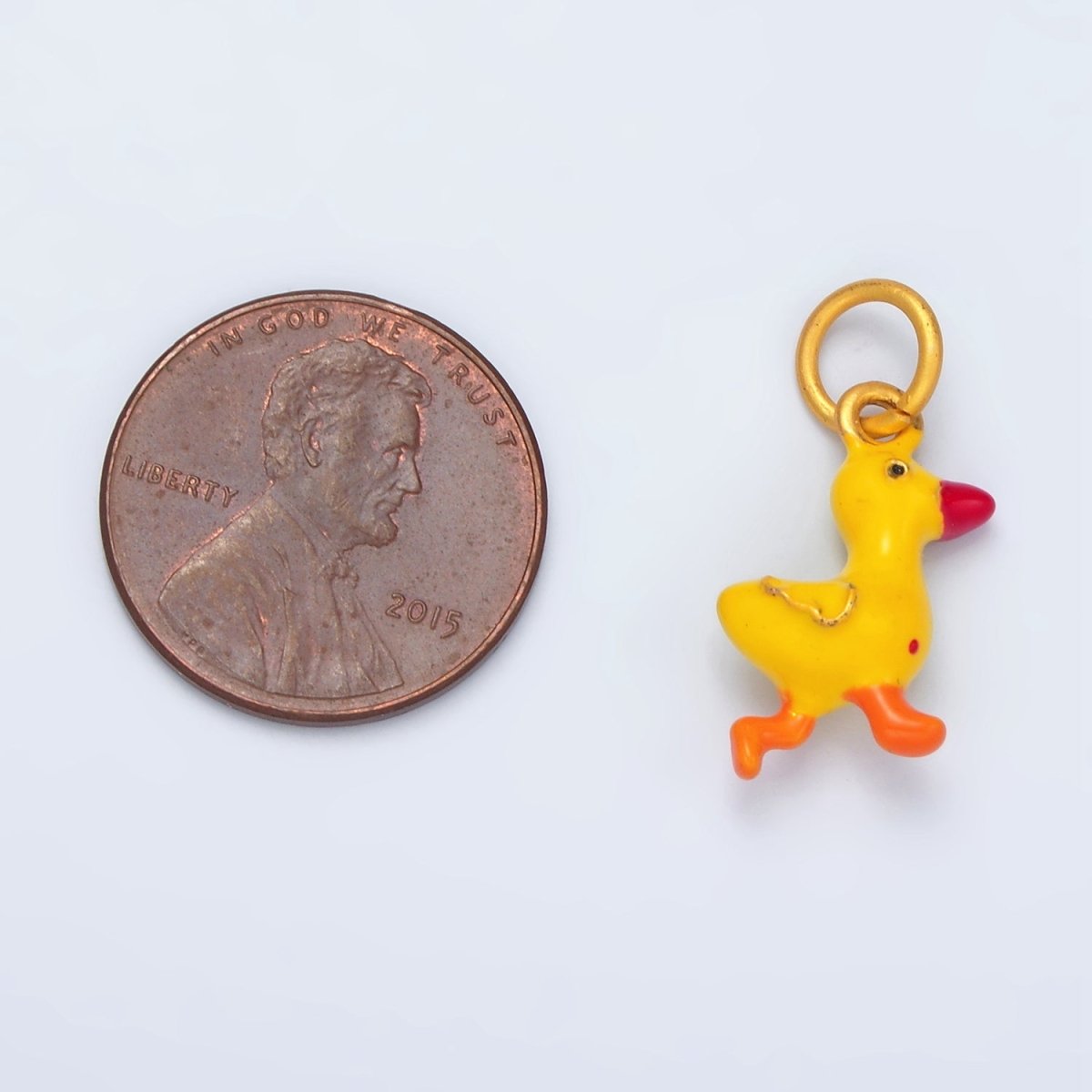 24K Gold Filled Walking Yellow Duck Enamel Charm | M145