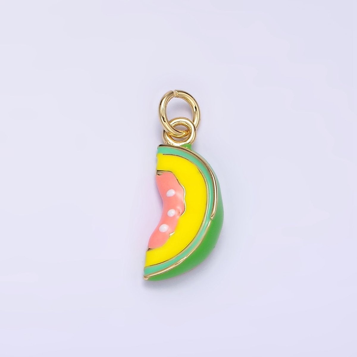 24K Gold Filled Watermelon Fruit Slice Enamel Charm | D024