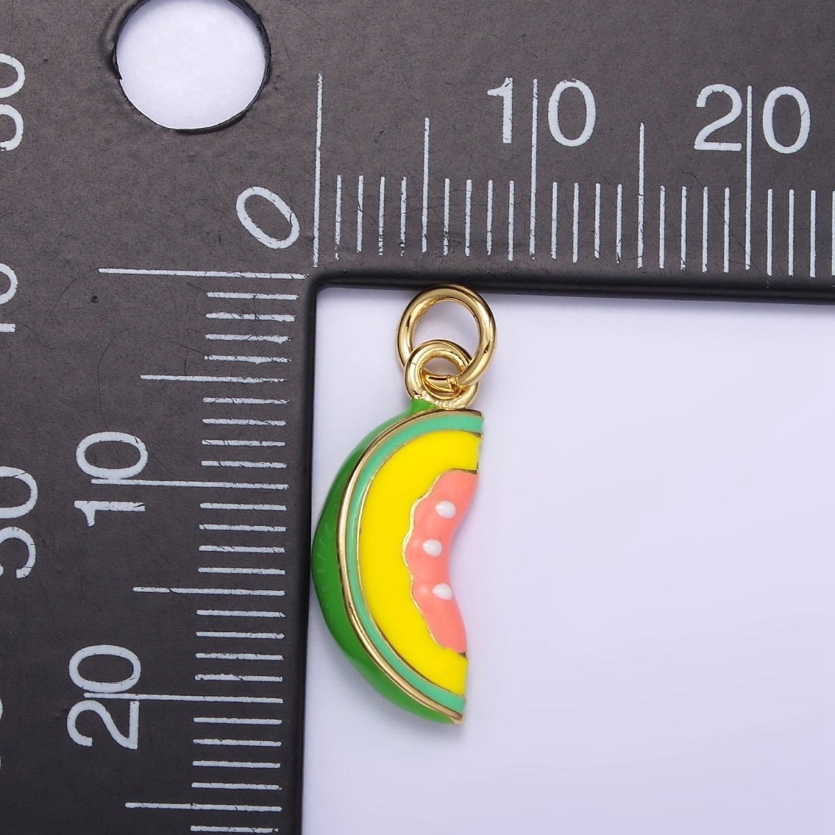 24K Gold Filled Watermelon Fruit Slice Enamel Charm | D024