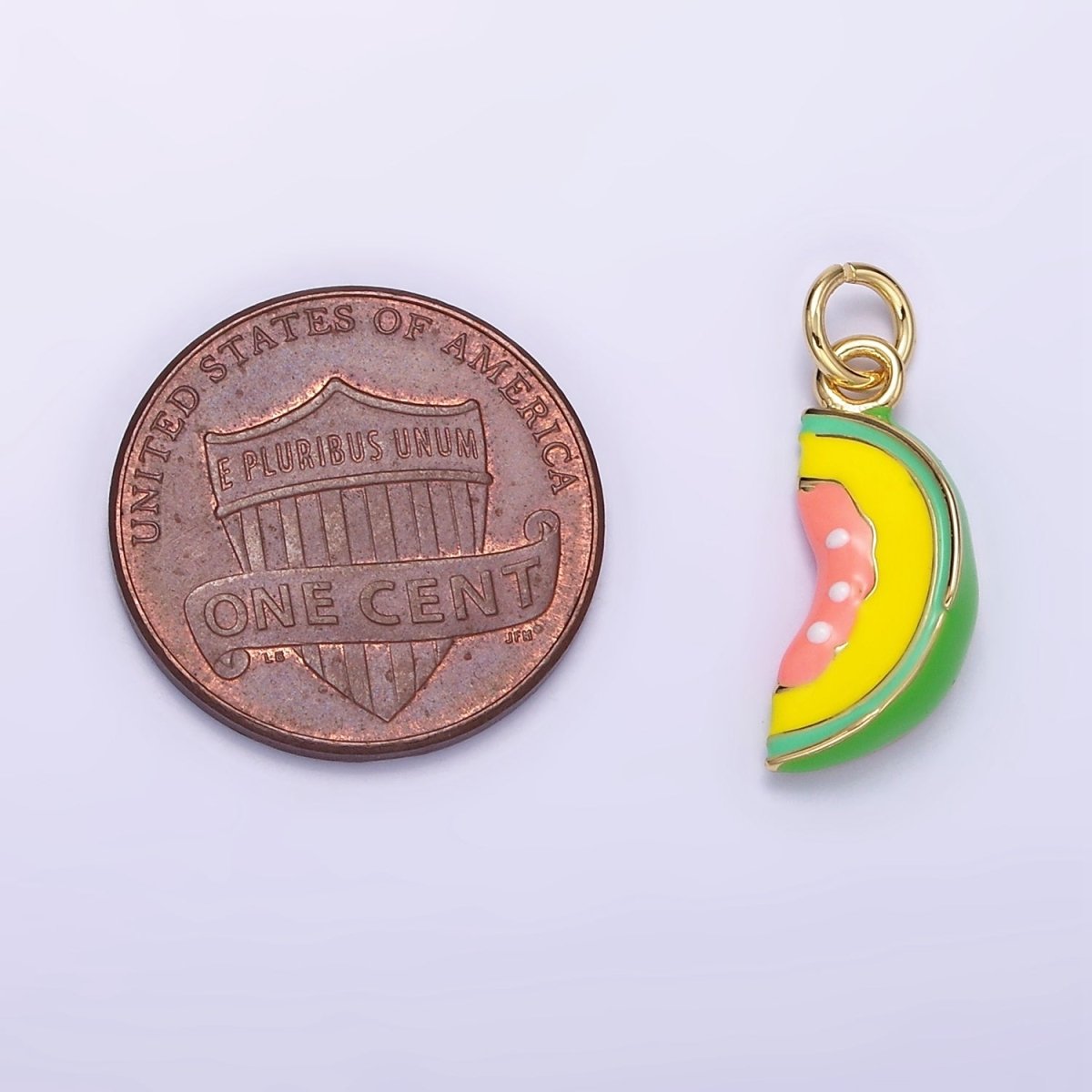 24K Gold Filled Watermelon Fruit Slice Enamel Charm | D024