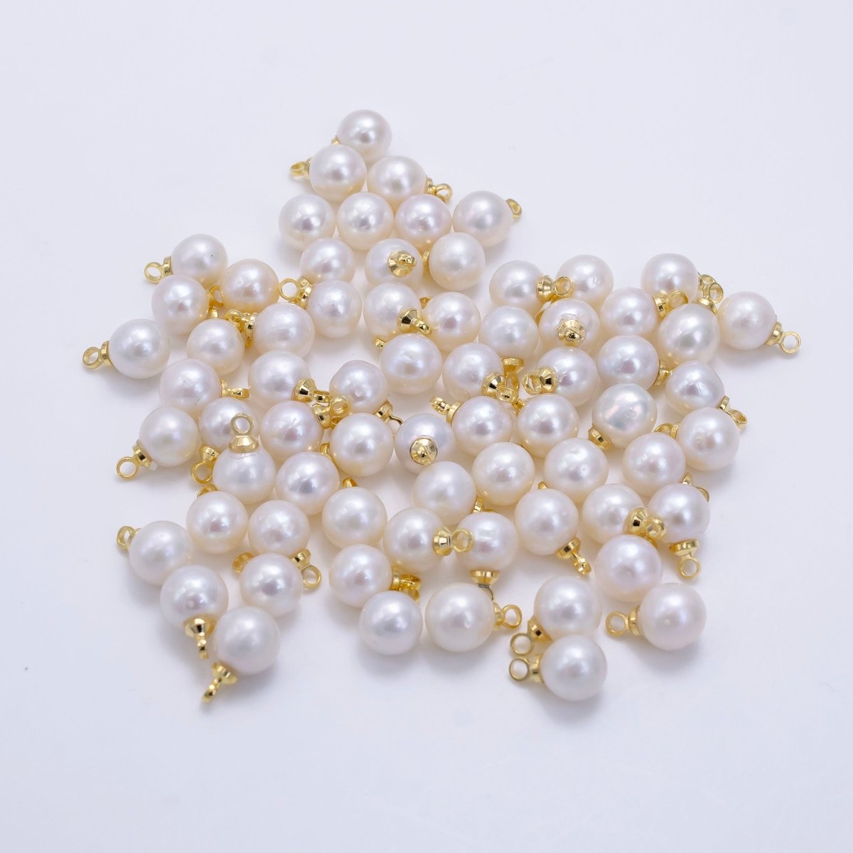 24K Gold Filled White Freshwater Button Round Charm | P1883