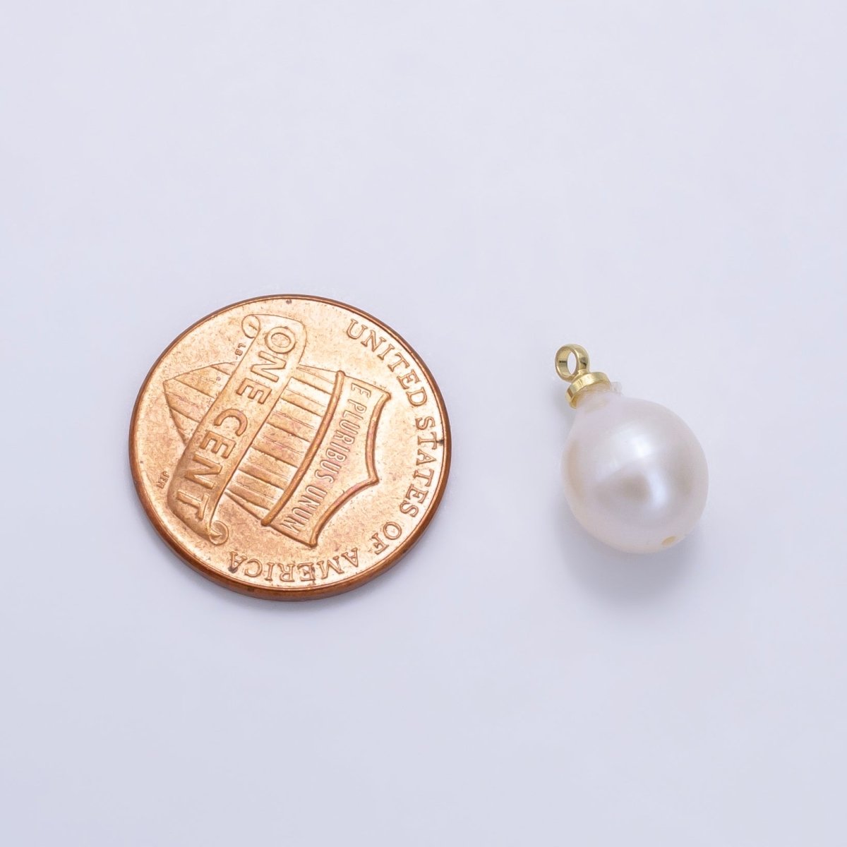 24K Gold Filled White Freshwater Pearl Button Charm | P1890