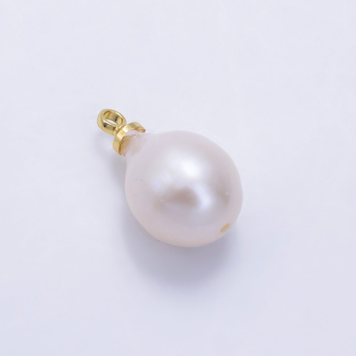 24K Gold Filled White Freshwater Pearl Button Charm | P1890