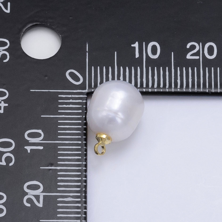 24K Gold Filled White Freshwater Pearl Charm | P1879