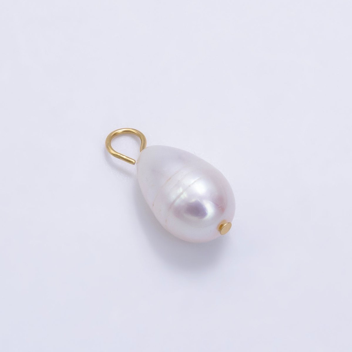 24K Gold Filled White Freshwater Pearl Handmade Wire Bail Charm | P1886