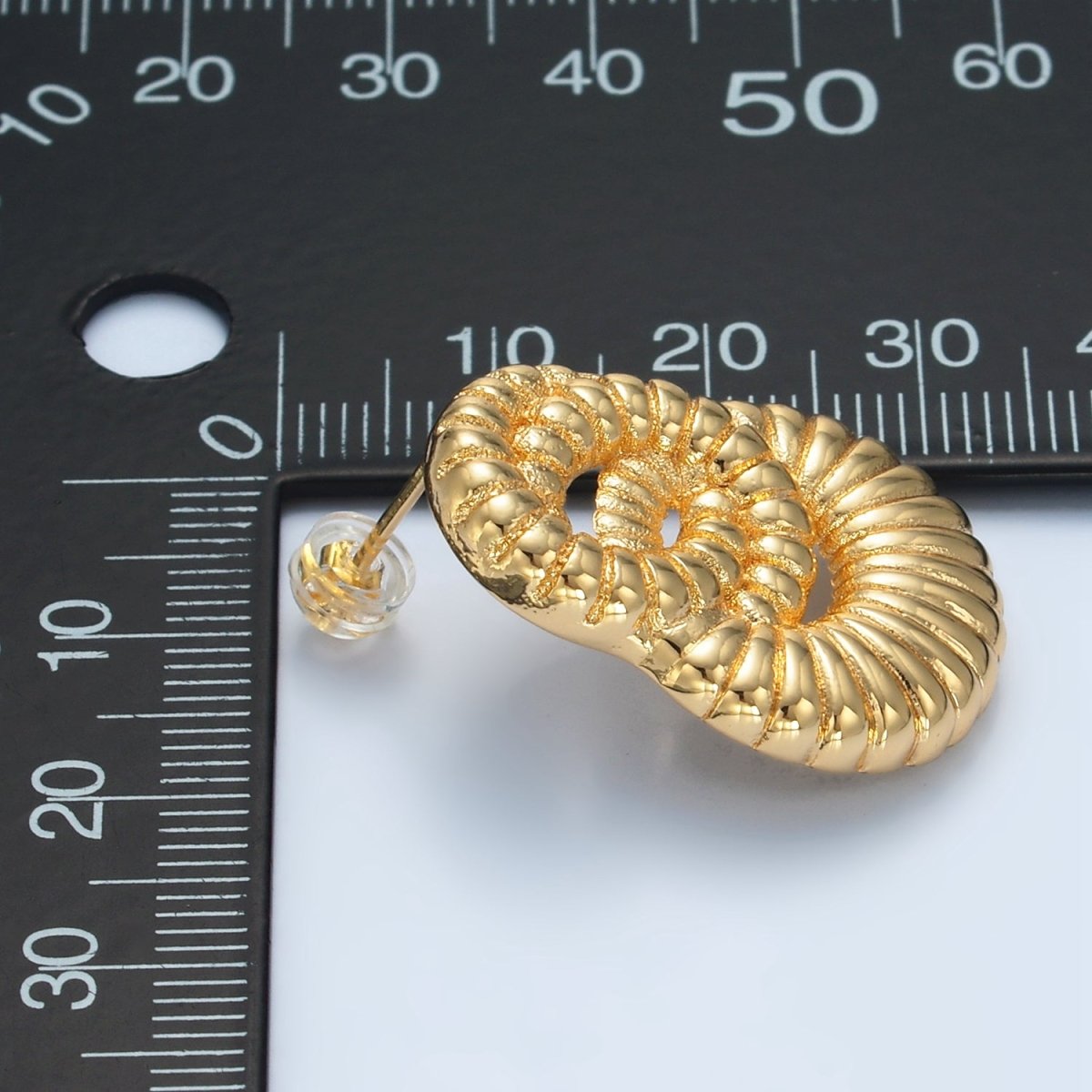 24K Gold Filled Double Circular Croissant Drop Stud Earrings | AD650