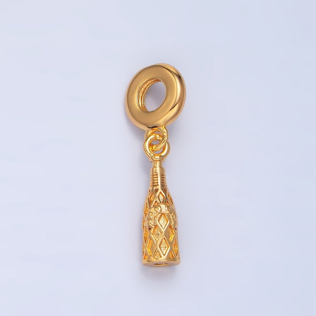 24K Gold Filled Wine Alcohol Drink Bottle Drop Rhondelle Bail Pendant | X782