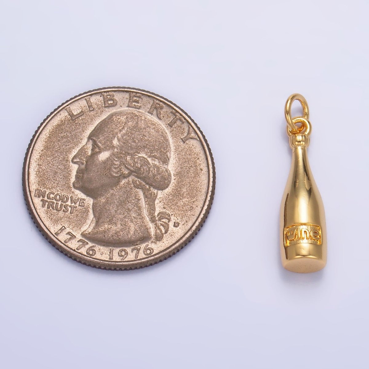 24K Gold Filled "Wine" Bottle Alcoholic Drink Mini Charm | X863