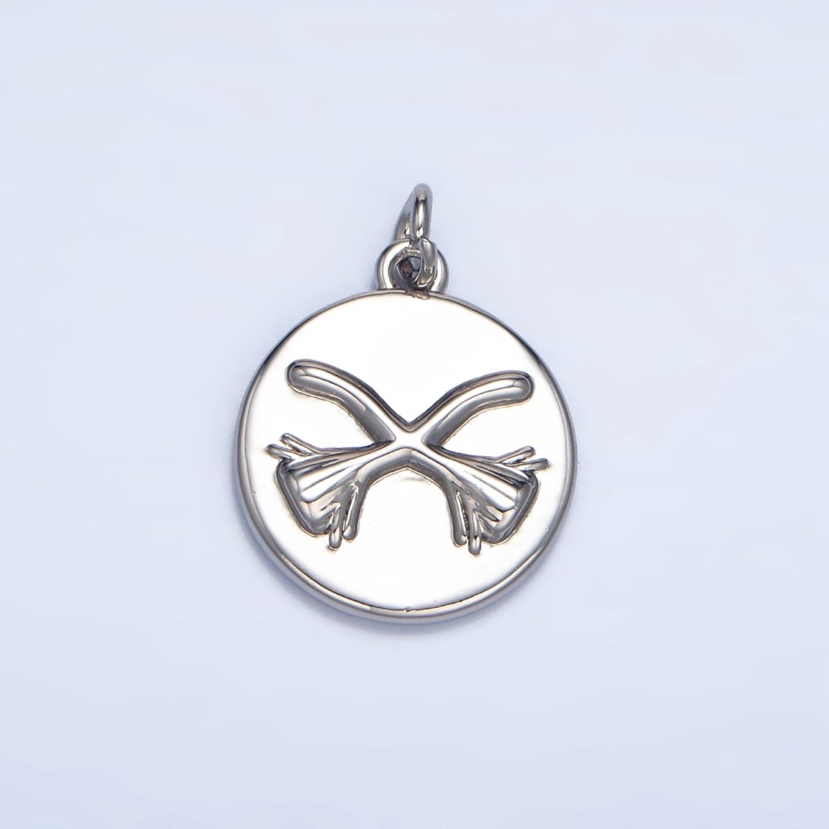 24K Gold Filled Witch Broom Round Charm in Gold & Silver | W011