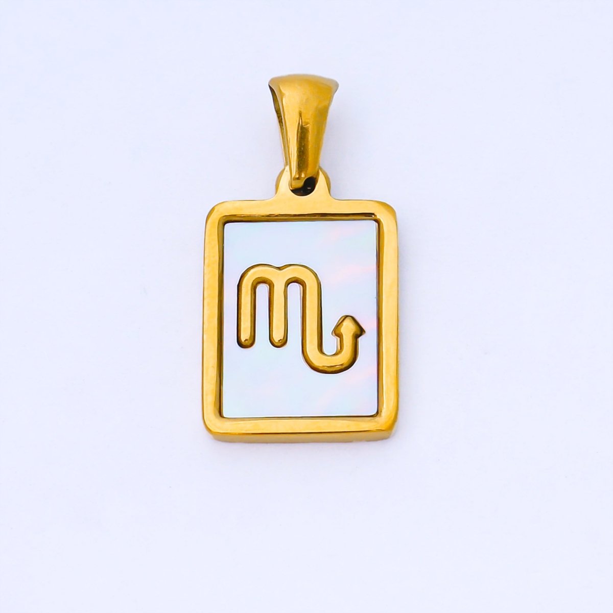 24K Gold Filled Zodiac Sign Shell Pearl Tag Astrology Horoscope Stainless Steel Pendants | A-A1809-A-A1814