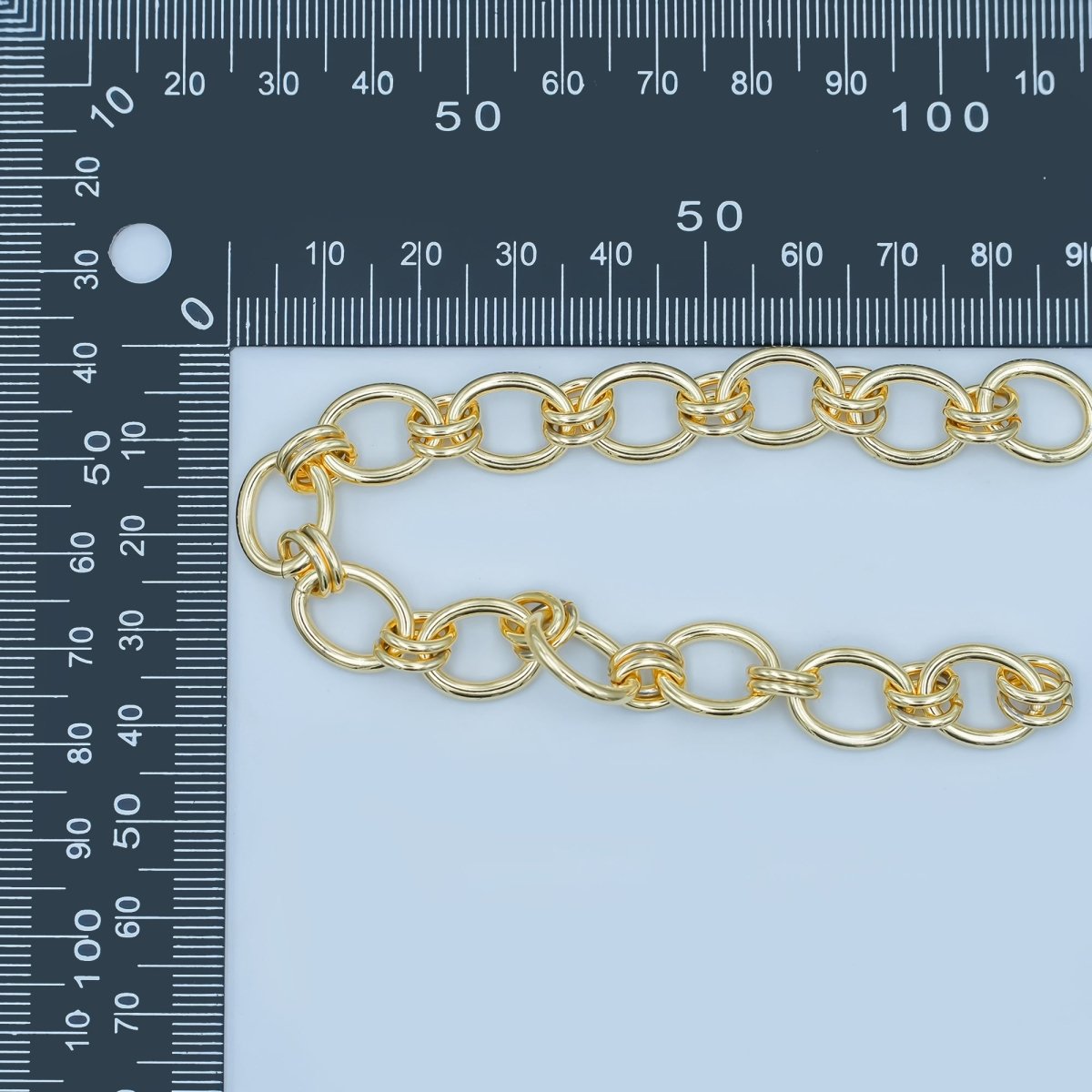 24K Gold Plated Gold Chunky Oval Cable Chain by Yard, 10.4X12.6mm, Bold ROLO Cable Chain, Fancy Statement Chain, Wholesale Bulk Chain | ROLL-468 Clearance Pricing