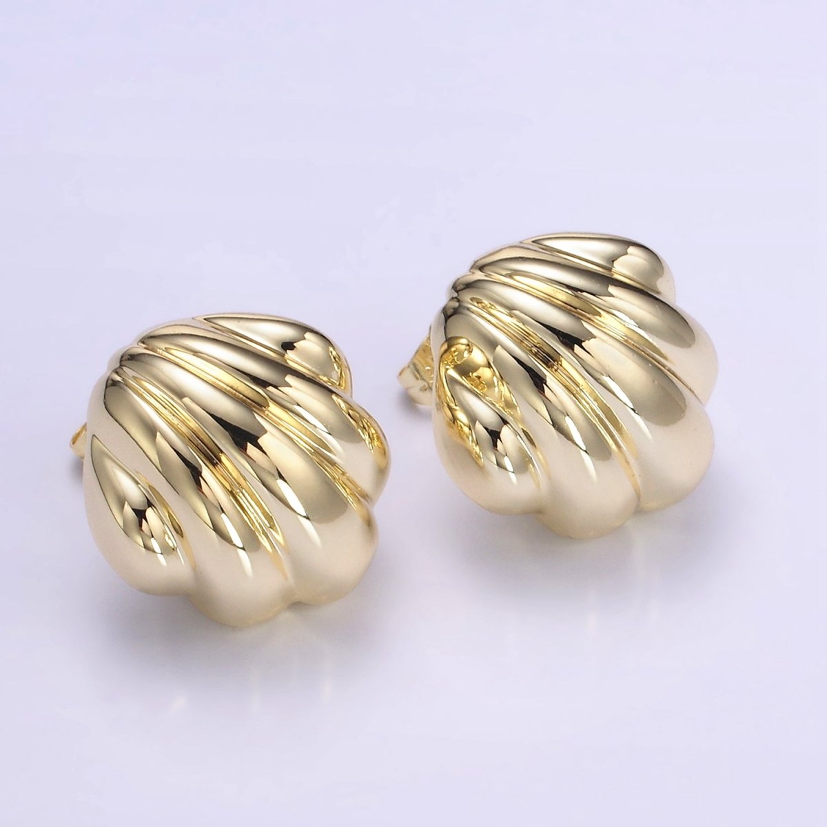 24mm Lightweight Puffed Croissant Stud Earrings | V181