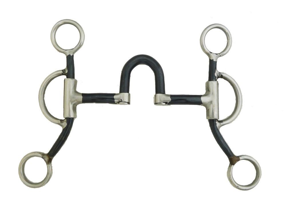 AJ Tack Double Rein Correction Short Shank Bit with Copper Inlay