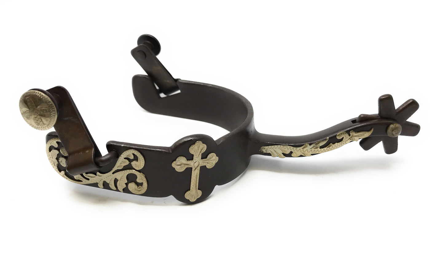 AJ Tack Ladies Antique Brown Cross Offset Spurs