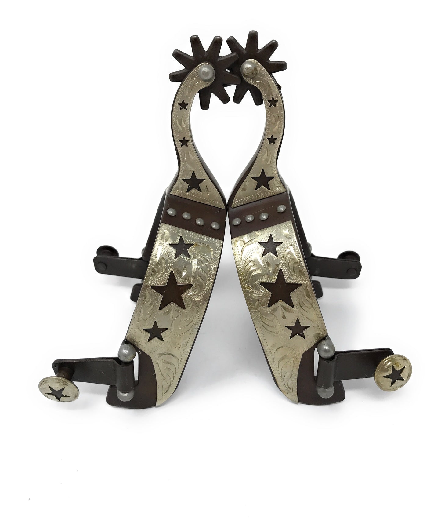 AJ Tack Men's Cutout Stars Antique Brown Show Spurs