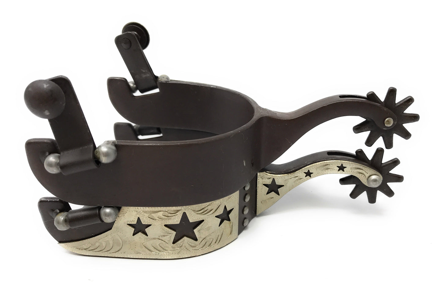 AJ Tack Men's Cutout Stars Antique Brown Show Spurs