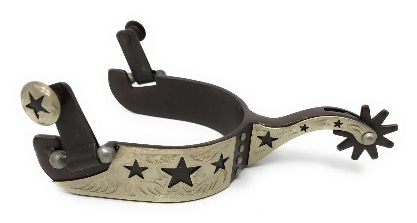 AJ Tack Men's Cutout Stars Antique Brown Show Spurs