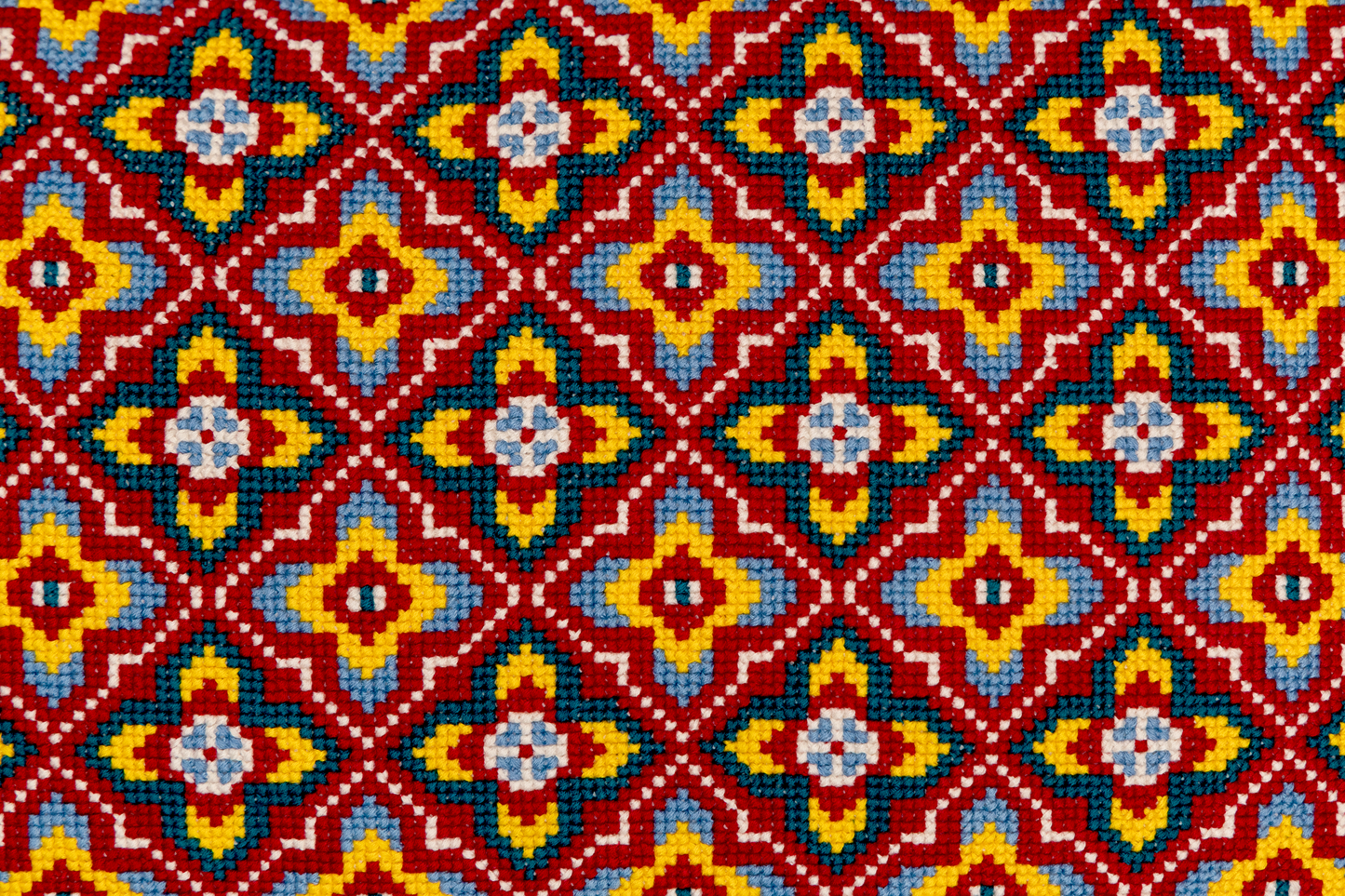 Hand Embroidered Cross-Stitch Pillow Cover 14" x 20"