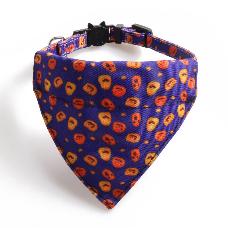 Halloween Pumpkin Cat Collar and Bib Two-Piece Set