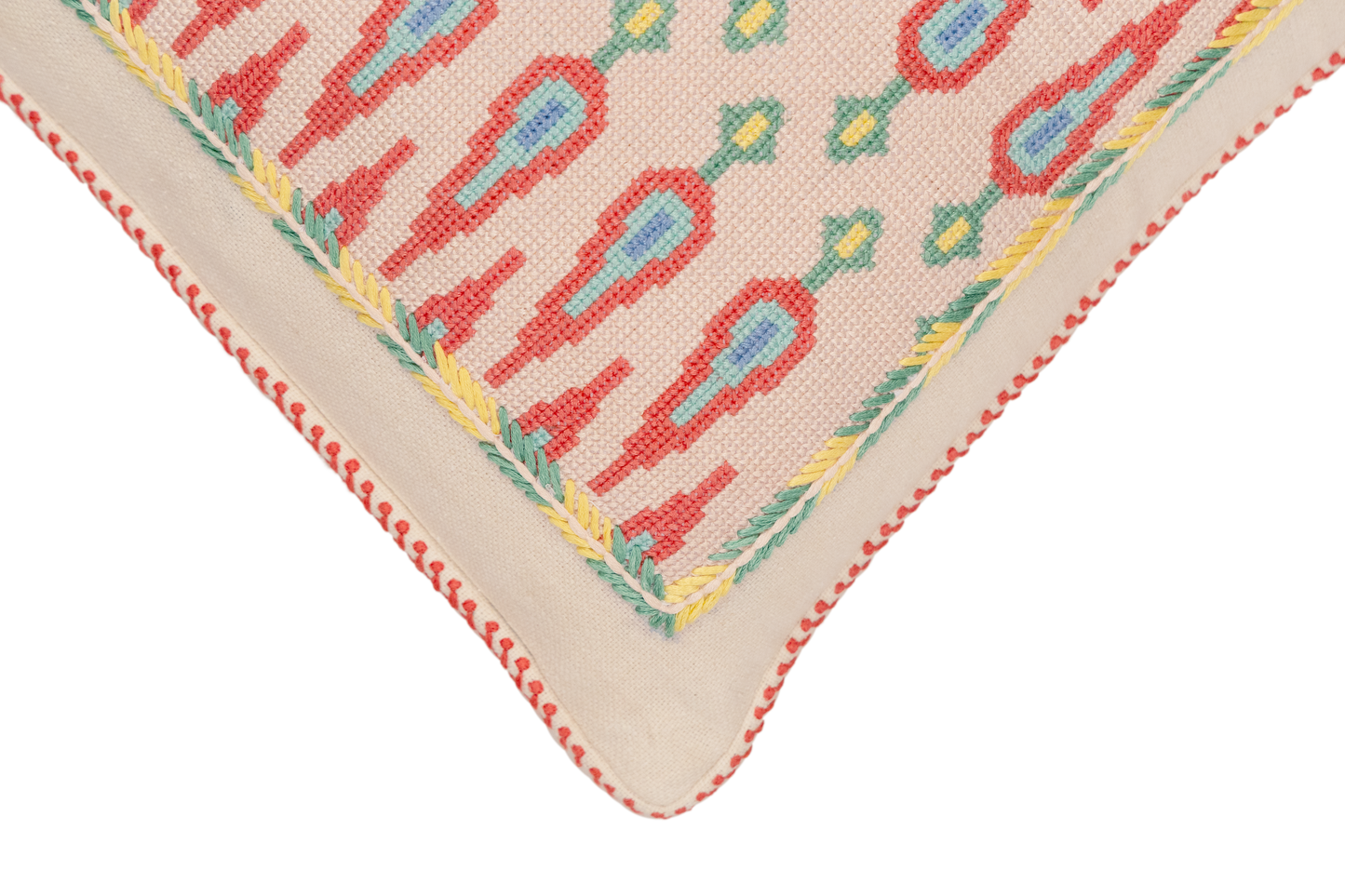 Hand Embroidered Cross-Stitch Pillow Cover 14" x 20"