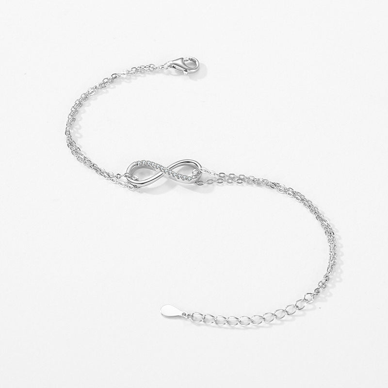 S925 Sterling Silver Infinite Symbol Micro-Inlaid Bracelet