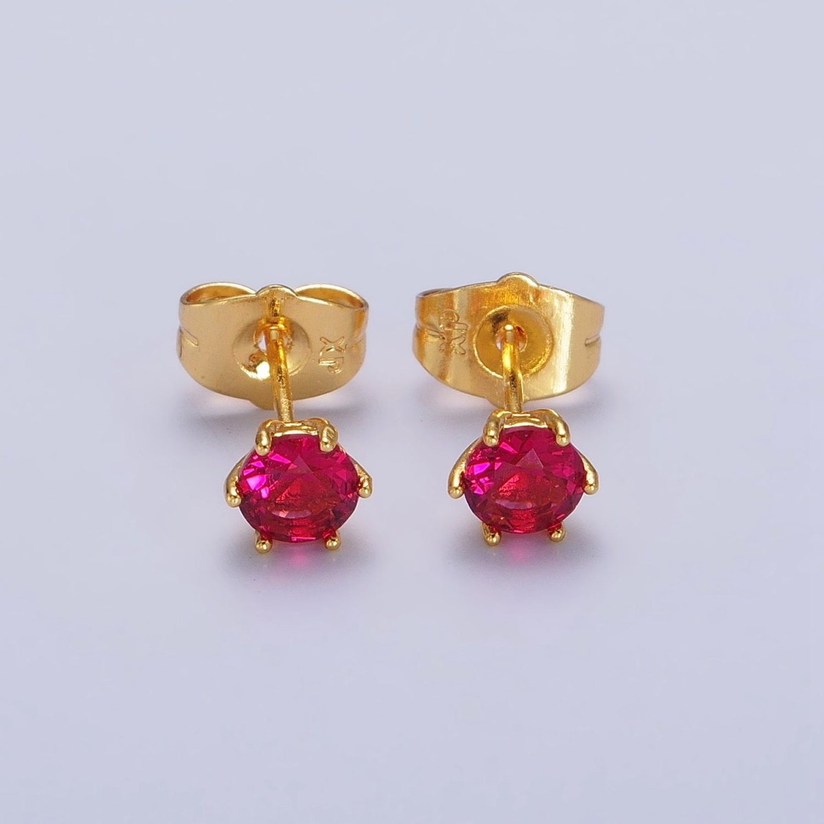 4mm, 6mm, 7mm, 8mm Clear Round CZ Gold Stud Minimalist Earrings | AB106 AB089 - AB091