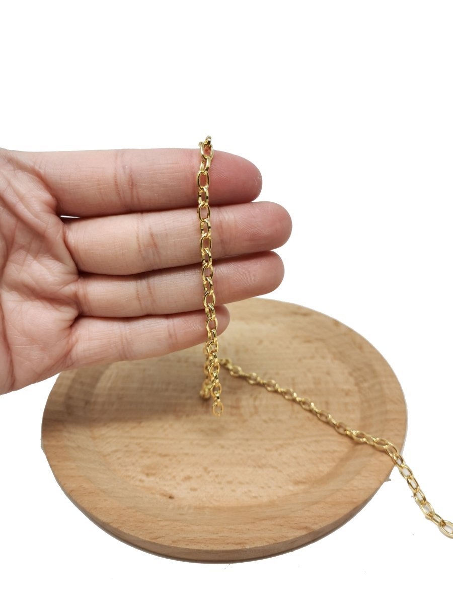 6x4mm Thick Rolo Cable Chain by the Yard, 24K Gold Filled Oval Chunky Necklace Unfinished Chain Great For Layer Necklace Choker Bracelet, CABLE Chain |  ROLL-062 Clearance Pricing