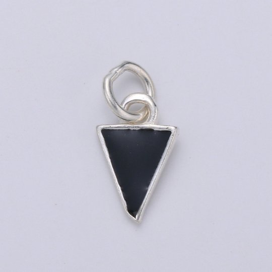925 Sterling Silver Black Triangle Charm, Shape Charm Silver Geometric Charm for Necklace Bracelet Earring,  Black Charm SL-050