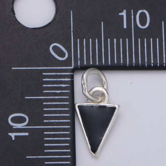 925 Sterling Silver Black Triangle Charm, Shape Charm Silver Geometric Charm for Necklace Bracelet Earring,  Black Charm SL-050